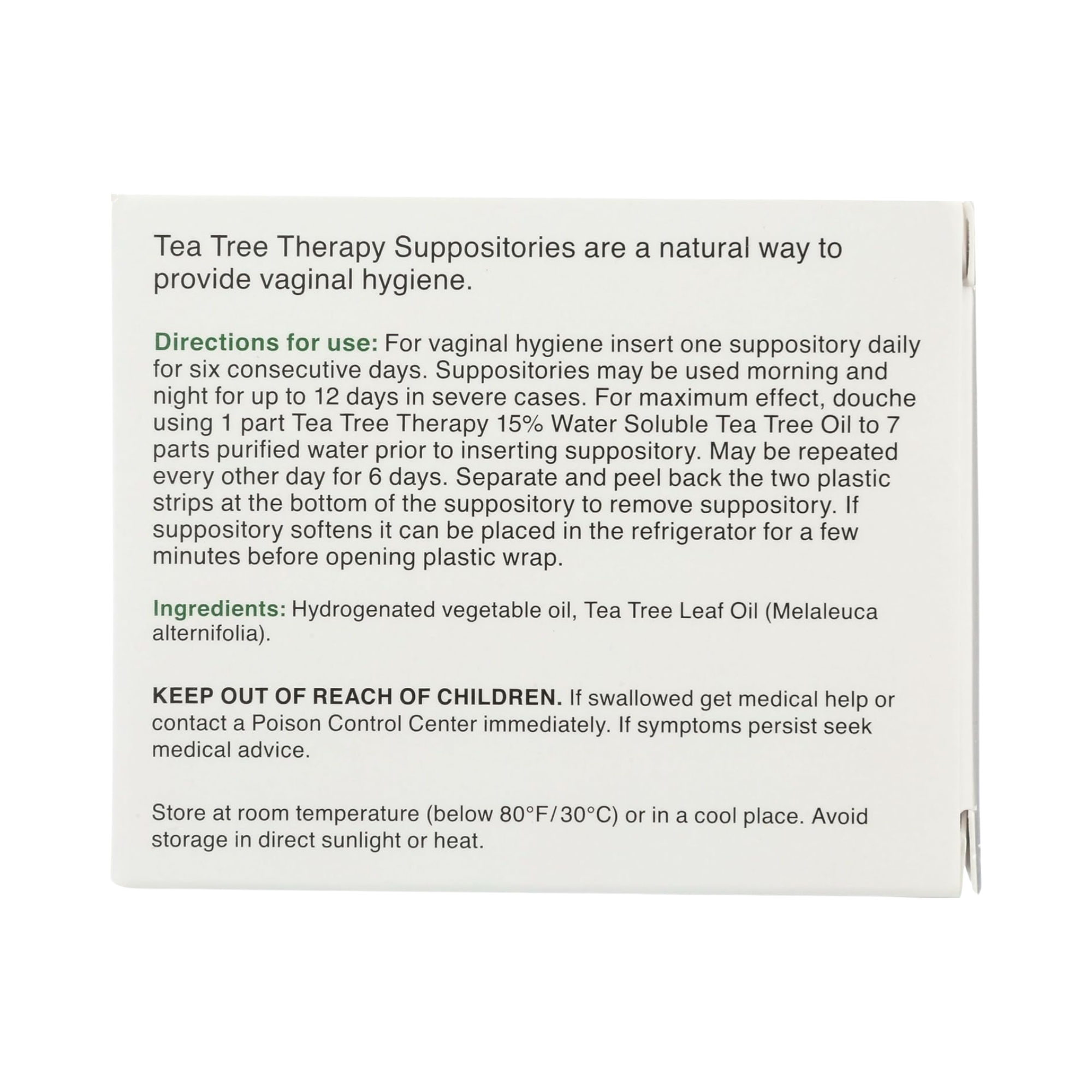 Tea tree therapy, Suppositories, 6 suppositories