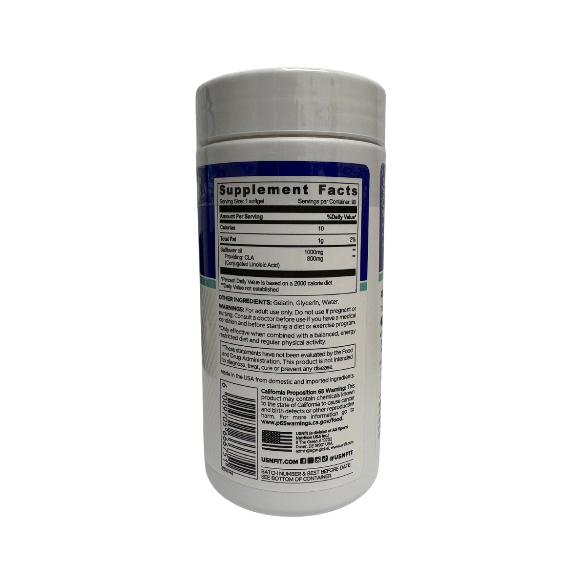 USN, CLA, Weight Loss Support, 800mg Stimulant-Free CLA, 90 Softgels