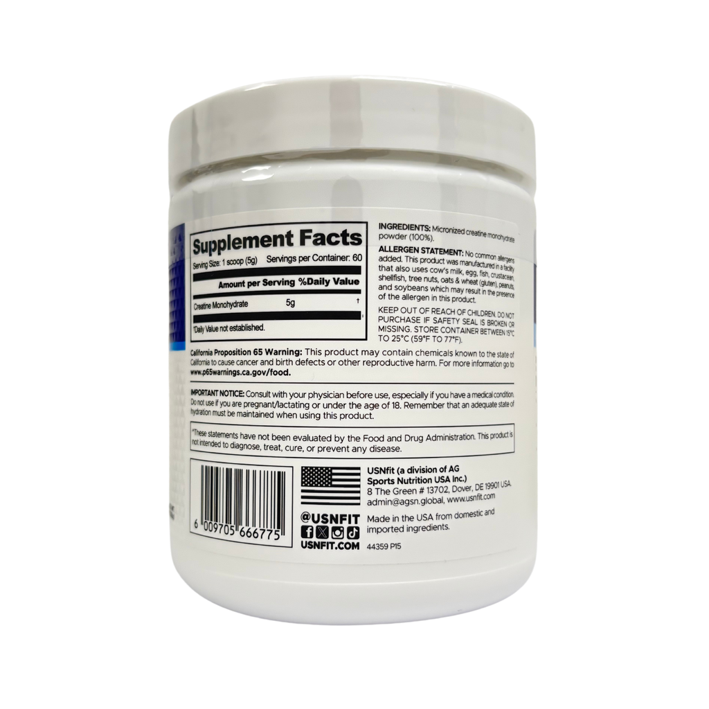 USN, Pure Creatine, Monohydrate Powder, 5g per serving