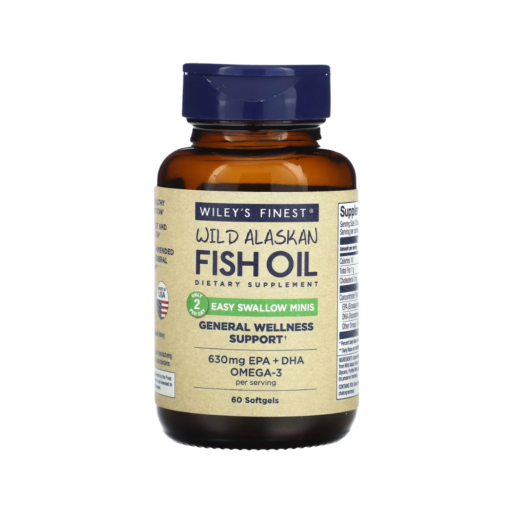 Wiley's Finest, Wild Alaskan Fish Oil, Easy Swallow Minis (630mg Per Serving), 60 Softgels